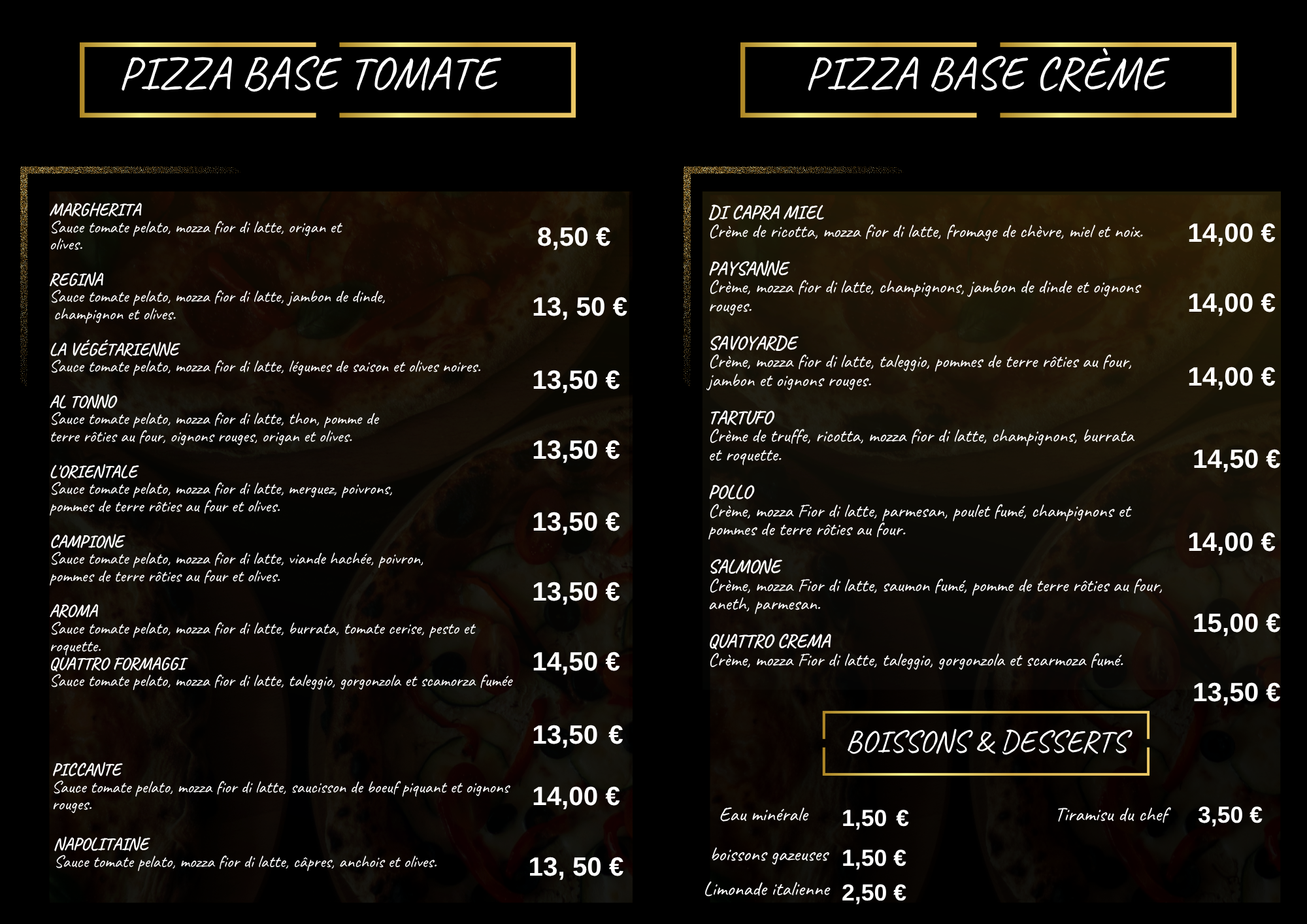Verso du flyer Aroma Pizza